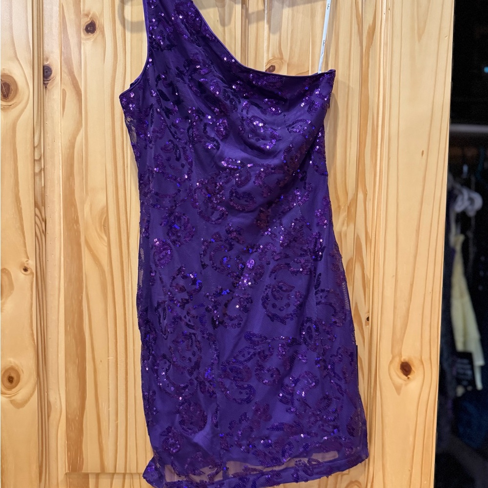Lulu's Vibrant Purple One-Shoulder Dress